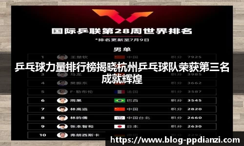 乒乓球力量排行榜揭晓杭州乒乓球队荣获第三名成就辉煌